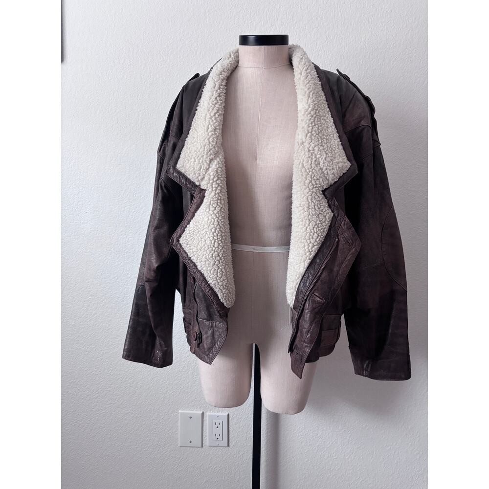 Cosi Puomo - Men's Vintage Leather Aviator Bomber Jacket Size M - Picture 2 of 15